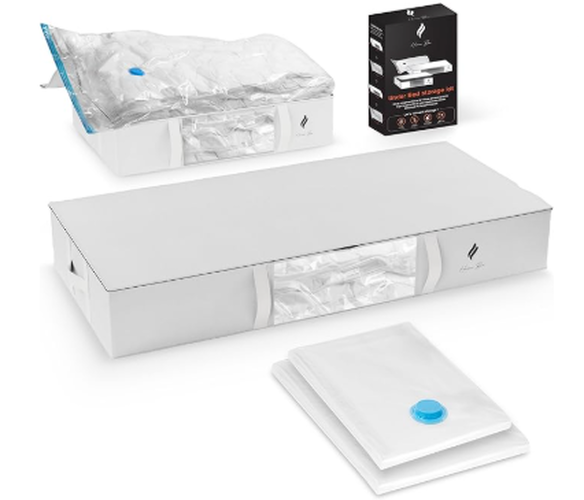 Xac8O17vgnZLlVT09tq2SSknNafkzswUjNXBt42o.png HOME BOX Under Bed Storage Set 2 Vacuum Bags + 2 Fabric Bags Liquidation Pallet - Image 1
